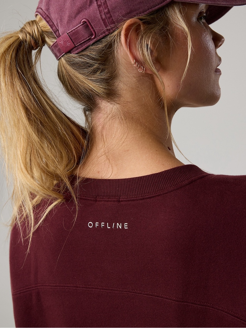 aerie Deep Burgundy Oversized Crew Sweatshirt - Picture 6 of 13